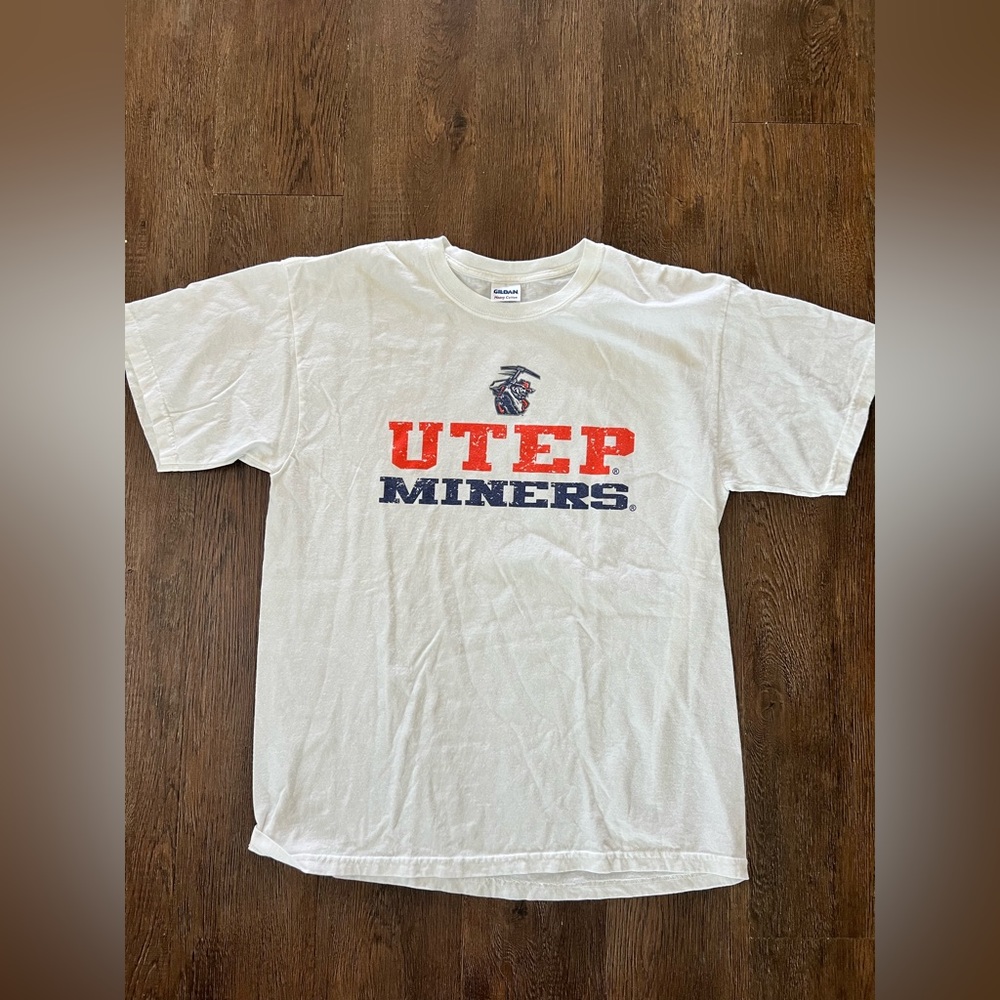 Size large white UTEP (university of Texas at El Paso) Miners Tshirt.